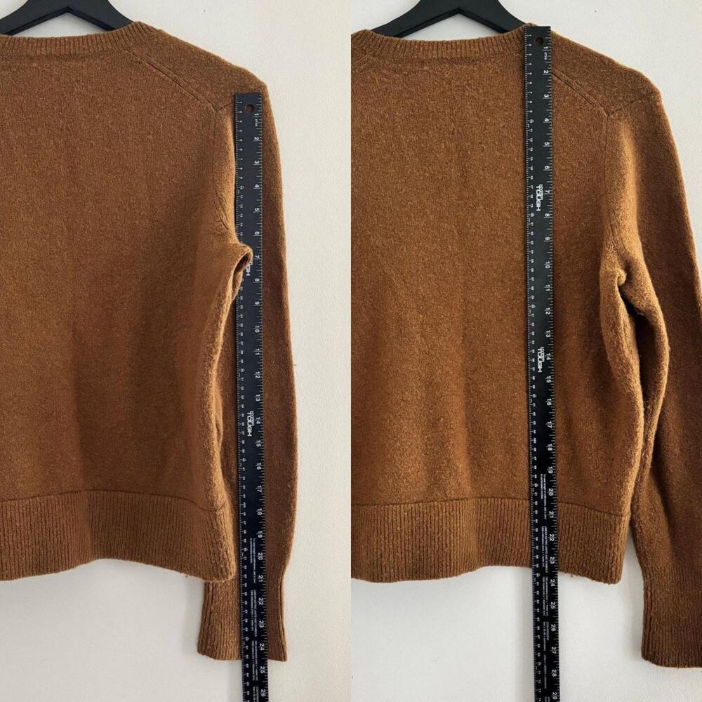 Madewell Wrap Front Sweater Camel Alpaca Wool Blend Coziest Yarn Size Medium - Picture 4 of 15